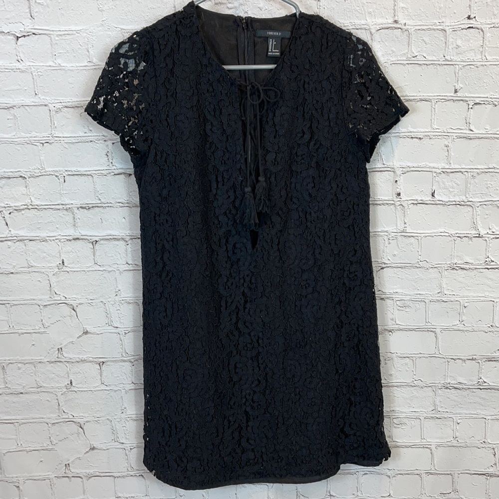 Forever21 Black Lace Dress  With Slip Size Small